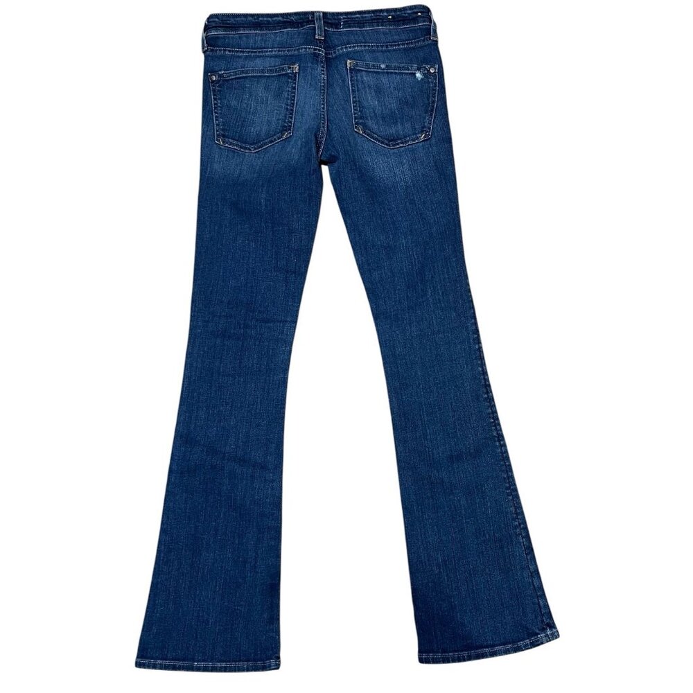 Anthropologie Pilcro Stet Size 27 Slim Bootcut Distress Jeans Blue Stretch - Picture 2 of 12